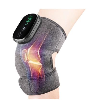 Heated Knee Massager Shoulder Brace, 3-In-1 Heated Knee Elbow Shoulder Brace Wrap, Vibration Knee Heating Pad, 3 Adjustable Vibrations and Heating Modes, Heating Pad for Knee Elbow Shoulder Relax