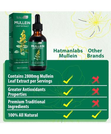 Mullein Leaf Extract for Lungs - Liquid Mullein Leaf Drops 60ml 1 Month Supply High Absorption Vegetarian Supplement & Health - Buy Online on GoSupps.com