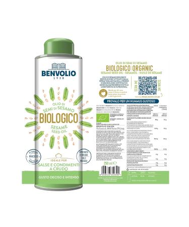 Organic Cold-Pressed Sesame Oil - Benvolio 1938 | 250ml | 100% Pure & Healthy Unsaturated Fatty Acids - Ideal for Salad Dressing & Cooking - Buy Online on GoSupps.com