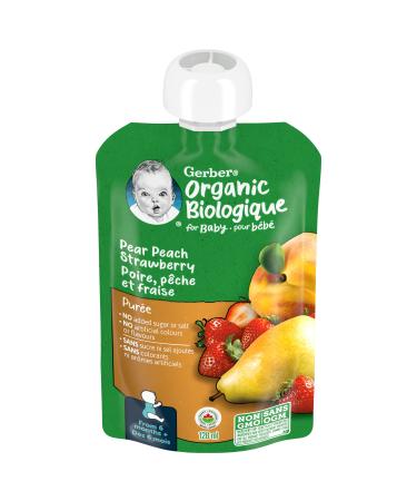 Nestle Gerber Nestle Gerber Organic Puree Pear Peach & Strawberry 128ml Pouch
