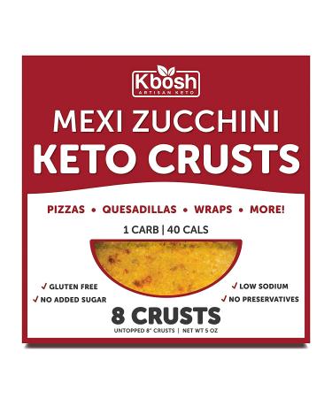 Kbosh Keto Crusts - The #1 Mexi Zucchini Keto Pizza Crust - Only 1 Carb & 40 Cals per serving - Delicious, Sugar-Free, Low Carb Crusts for Keto-Friendly Recipes - 4 EZ Store Packs - 8 Crusts