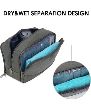 WANDF Travel Toiletry Bag for Men - Canvas Dopp Kit Organizer in Grey - Buy Online on GoSupps.com