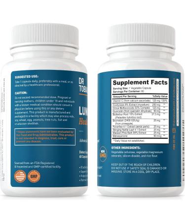 Dr. Tobias Lung Health & Psyllium Daily Supplements Lung Cleanse & Detox Formula Supports Healthy Bowel Movements with Psyllium Husk Vitamin C Butterbur Quercetin Daily Fiber and Lung Supplement - Buy Online on GoSupps.com