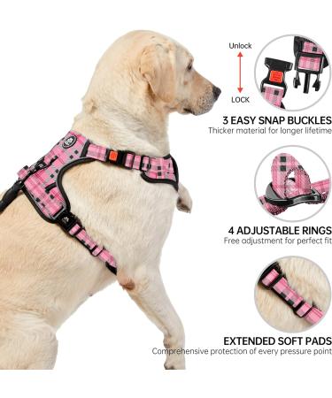 Nestrooad Checked Pink Dog Harness for Medium-Sized Dogs | Anti-Draw Padded Safety Belt | Neck 33-43cm Chest 43-64cm - Buy Online on GoSupps.com