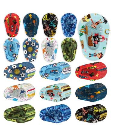 Toulite 54 Pcs Kids Eye Patches 9 Styles Adhesive Eye Patches Cute Designs Toddler Eye Patch for Lazy Eye Amblyopia Cross Eye Light Blocking Baby Eye Patch Adhesive Bandages(Boys Color)