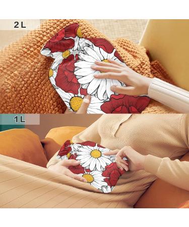 Heat Bottle with Poppy Flowers & Daisies - BPA-Free 1L Warm-Up Bag for Pain Relief & Hot/Cold Therapy - Buy Online on GoSupps.com