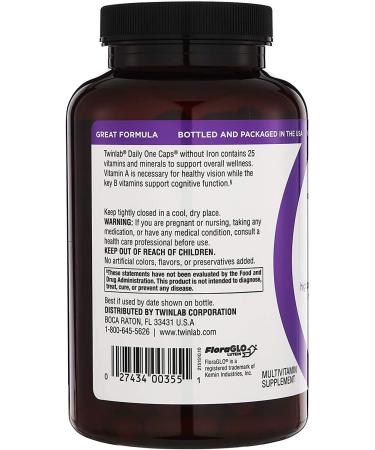 Buy Twinlab Daily One Caps - Iron-Free Multivitamins for Men & Women | 180 Capsules - Buy Online on GoSupps.com