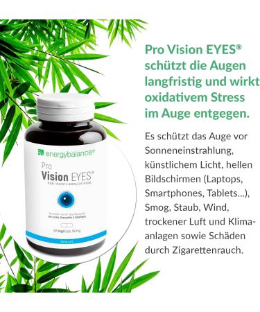 Pro Vision Eyes - Eye Vitamins for AMD | 90 Vegan Capsules with Vitamin A C Zinc & Riboflavin | Energy Balance Quality from Switzerland - Buy Online on GoSupps.com