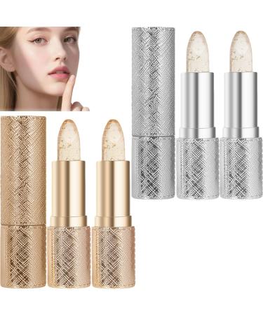 JASUAI Color Changing Lipstick with Gold Flakes Transfer Resistant Lip Balm Clear Long Lasting Moisturizing Shiny 24 Hour Gloss Hyaluronic Acid Nourishing Lip Plumper Gloss 4