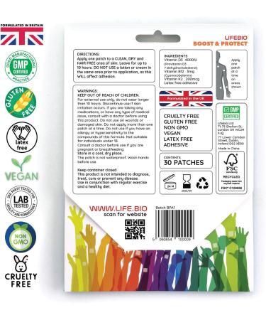 Boost & Protect - Patchs Vitamines D3 B12 K2 Haute Dose - Solidit Os Immunit Sant Cellulaire nergie - 30 Patchs - Buy Online on GoSupps.com