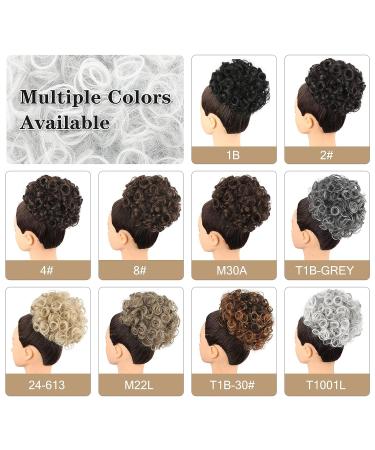 Matthia Large Curly Messy Bun | Drawstring Ponytail for Black Women | Synthetic Salt and Pepper Hair Bun Extension | Curly Updo Hair Piece | Daily Use | T1B/Gray - Buy Online on GoSupps.com