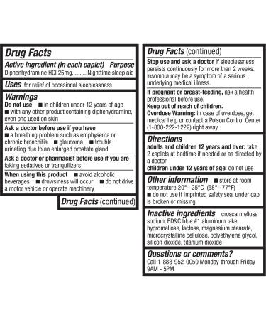 HealthA2Z Sleep Aid 200 Caplets | Diphenhydramine HCl 25mg | Non-Habit-Forming Sleeping Pills - Buy Online on GoSupps.com