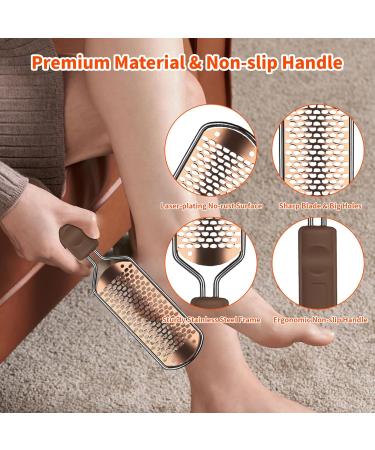 Foot File Professional Pedicure Stainless Steel Detachable Foot Scrubber Callus Remover for feet Foot Scraper Corns Callous Hard Skin Removers Pedicure Rasp for Wet and Dry Feet(Golden) - Buy Online on GoSupps.com