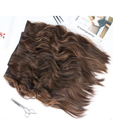 Invisible Wire Hair Extensions | Transparent Wire with Secure Clips | 20 Inch Synthetic Hair Pieces for Women | Balayage Dark Brown to Chestnut Brown - Buy Online on GoSupps.com