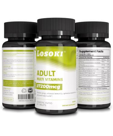 Losoki Adult Multi Vitamins - Comprehensive Daily Multivitamin Supplement for Men and Women - 60 Tablets for Enhanced Energy Vitality and Immune Support - Buy Online on GoSupps.com