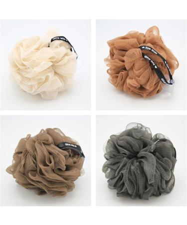 Premium Bath Puffs Made from 100% Recycled Materials | Pack of 4 Super Soft Large Exfoliating Puffs | Long-Lasting Durable & Recyclable (Neutral Tones) - Buy Online on GoSupps.com