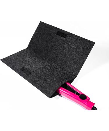 Glamza Hair Straightener Mat & Pouch - Made from Heat Resistant Safety Felt - Ideal for Home & Travel (Dark Grey) - Buy Online on GoSupps.com
