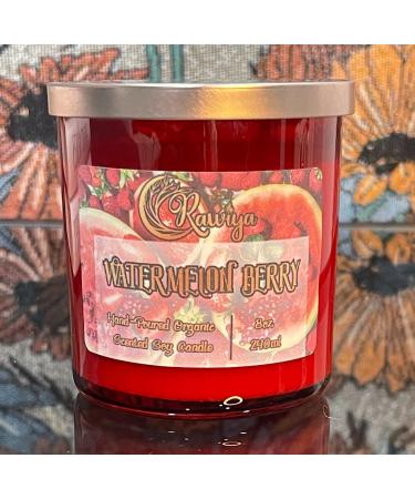 | Watermelon Berry Hand-Pour Scented Candle | 8oz/240ml 50-60+ Hour Burn Time | Aromatherapy for Home or Office | Promotes Peace and Calmness Red/pink