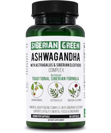 Siberian Green Organic Ashwagandha Root with Astragalus & Siberian Eleuthero Ginseng Complex 60 Capsules Powerful Herbal Support - Buy Online on GoSupps.com