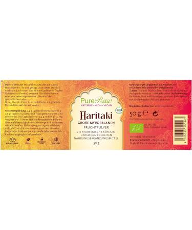 Organic Haritaki Powder - Raw Vegan Ayurvedic Terminalia Chebula - Triphala Herbs - Pureeraw 100g (2x50g Pack) - Buy Online on GoSupps.com