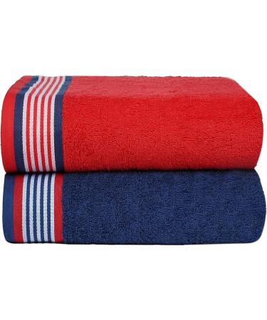 CASA COPENHAGEN 550 GSM 6Pcs Towel Set - Super Soft Egyptian Cotton Towels for Bath, Kitchen & Shower - American Blue & Red - Buy Online on GoSupps.com