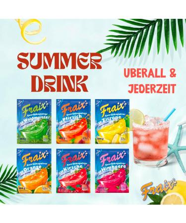 Fraix Powdered Drink 6 Mixed Varieties (30 x 100g) - Value Pack - 5 Packs Each - Flavors - Raspberry Cherry Orange Peach Forest Master Lemon - Buy Online on GoSupps.com