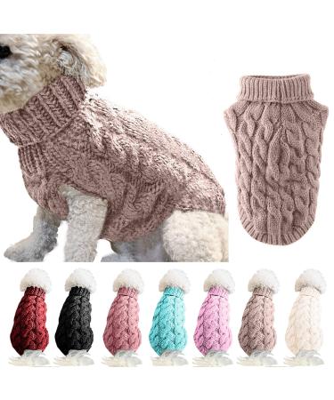 Famkit Pet Dog roll collar sweater with turtleneck sweater Pet Dog Clothing Outwear Fashion Warm Pullover Knitwear (please select a larger size according to the size table) l (Fit for 8.8-1lb) Khaki - Buy Online on GoSupps.com