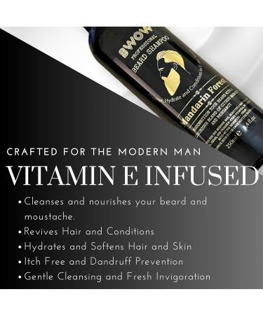 BWOW Professional Beard Shampoo for Men Vegan Cleansing to Hydrate & Condition Moisturise Nourish & Recondition Luxurious Mandarin Forest 250ml Infused with the refreshing scent of Mandarin and Bergamot offering a delightful and invigorating aroma for an  - Buy Online on GoSupps.com