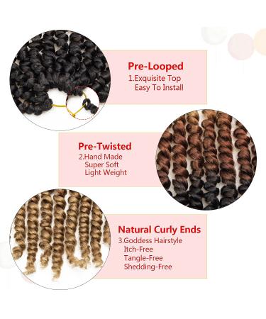 8 Packs Pre-twisted Passion Twist Crochet Hair | Ombre Color | 10 Inch Curly Ends Extensions | 1B/30/27 - Buy Online on GoSupps.com