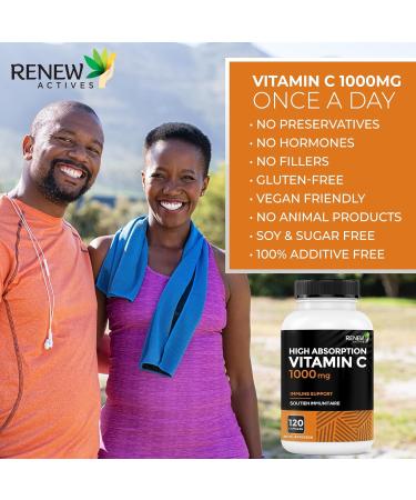 RENEW ACTIVES Maximum Strength Vitamin C 1000MG per Serving Antioxidant & Immune Booster for Overall Health, Bones, Teeth & Gums Non-GMO, Sugar-Free, 4-Month Supply Made in Canada 120 Capsules - Buy Online on GoSupps.com