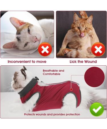 Cobee Professional Recovery Suit for Cats | Abdominal Wounds Surgery & Skin Diseases | E-neck Band Alternative | Size M Red - Ideal for Kittens & Dogs - Buy Online on GoSupps.com