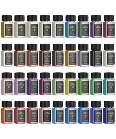 Mica Powder for Epoxy Resin - 36 Colors Natural Pigment Powder Resin Dye, Cosmetic Grade Glitter Colorant Pearlescent Powder for Lip Gloss, Soap Making, Bath Bomb, Candle Making, Nails, Slime, Paint - Buy Online on GoSupps.com