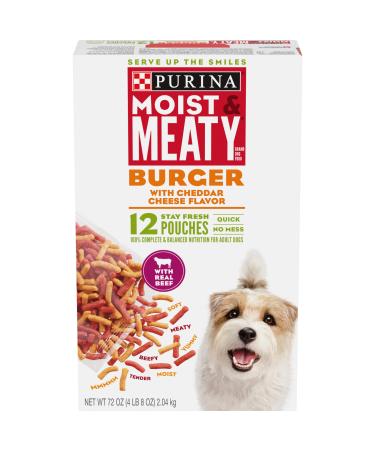Purina Moist & Meaty Dry Dog Food, Burger with Cheddar Cheese Flavor - (4) 12 ct. Pouches