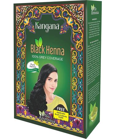 Kangana Black Henna Powder for 100% Grey Coverage Natural Black Henna Powder for Hair Dye / Color | Naturals Henna Hair Color - 6 Pouches Inside- Total 60g (2.11 Oz)