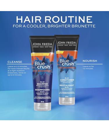 John Frieda Blue Crush for brunettes Blue Shampoo & Conditioner Set for Brassy Hair |Phthalate Free Ammonia Free (Pack of 2) - Buy Online on GoSupps.com