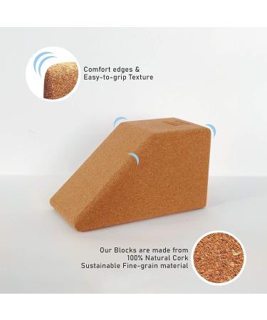 Multifunctional Cork Yoga Blocks 2 Pack - Trapezoid Set for Regular, Handstand, Wrist Support & Calf Stretch - Firm Exercise Accessories - Buy Online on GoSupps.com