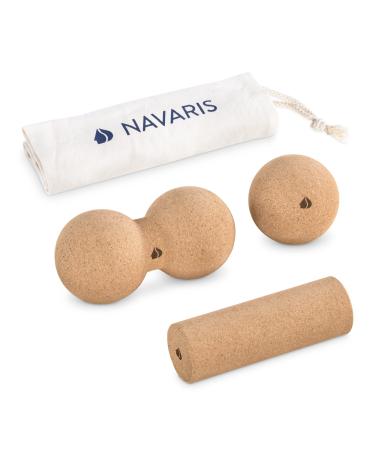 Navari's fascia set from cork - Mini Peanut Duo massage ball fascia ball - back vertebrae neck yoga - duoball massage balls hard ball + peanut + roll