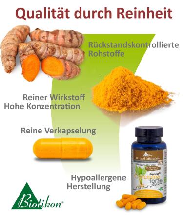 Curcumin Forte - Premium Turmeric & Piperine Extract | Organic Additive-Free | Biotikon - International Shipping Available - Buy Online on GoSupps.com