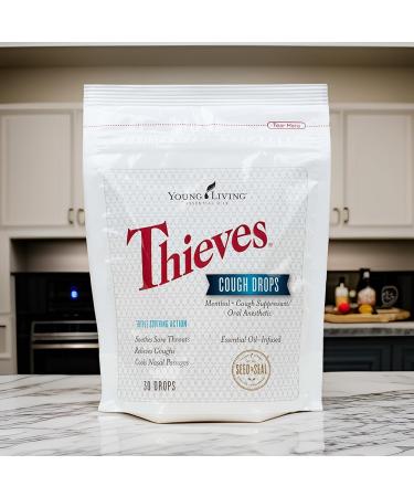 Young Living Thieves Cough Drops - 30 Count | Natural Cough Relief & Throat Irritation | Triple-Action Menthol Flavor - Buy Online on GoSupps.com