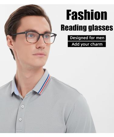 4 Pack Reading Glasses for Men - Blue Light Blocking Spring Hinge Anti Glare Lightweight 2.75 Readers (Crystal Grey/Brown Tortoise/Red/Black Tortoise - Buy Online on GoSupps.com