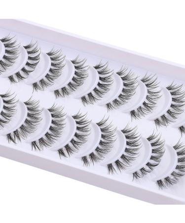 Manga Style Clear Band False Eyelashes - 10 Pairs | Spiky Japanese Korean Anime Look - Y18 | 12MM - Buy Online on GoSupps.com