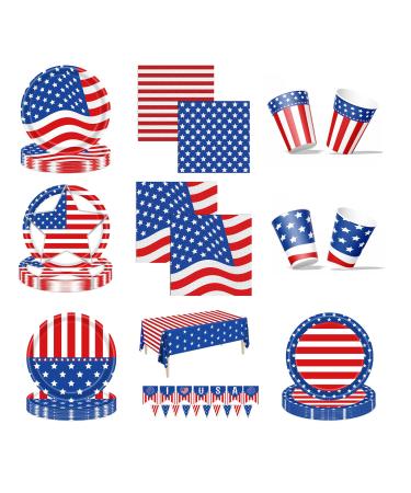 New Independence Day Party Disposable Tablecloth Plates Napkins Holiday Decorations Tablewares Independence Day