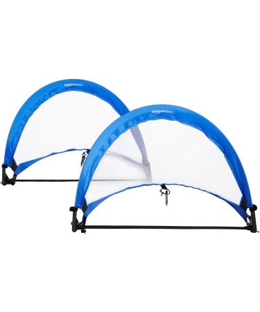 Amazon Basics Pop-Up Soccer Goal Net Set with Carrying Case - 2.5 Feet, Blue