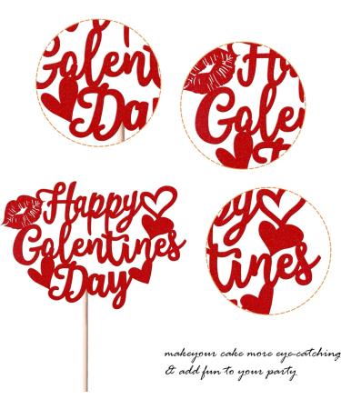 SYKYCTCY 1 Pack Happy Galentine's Day Cake Topper Glitter Sweet Love Heart Lips Valentine's Day Cake Pick for Happy Valentine's Day Engagement Theme Birthday Party Cake Decorations Supplies Red Color 11 - Buy Online on GoSupps.com