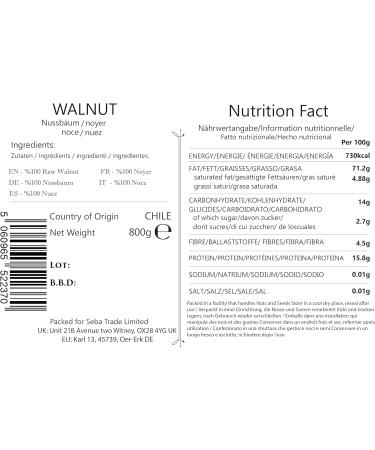 Seba Garden 800g Californian Walnut Halves Premium Grade 800 g - Buy Online on GoSupps.com