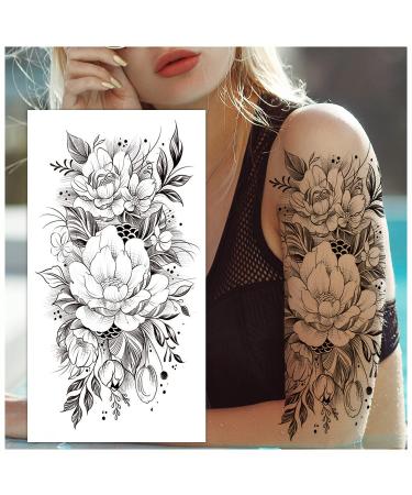 Cerlaza Temporary Tattoos for Women  Fake Flower Tattoos Stickers for Adults  Semi Permanent Half Sleeve Tattoo Body Leg Makeup Waterproof  Flower 3D Butterflies Tatuajes Temporales-12 Sheets