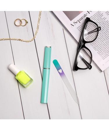 Bona Fide Beauty Czech Glass Nail File with Case - Pastel Aqua/Violet | Manicure Fingernail File for Natural Nails - Expert Precision Filing and Smooth Finish - Buy Online on GoSupps.com