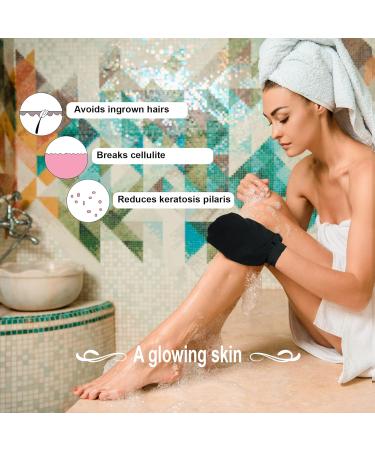 Exfoliating Gloves for Sensitive and Mixed Skin - Kessa Gloves for Hammam Shower or Bath - Removes Dead Skin, Ingrown Hair, Cellulite - Loofah Mitt - Pack of 2 - Buy Online on GoSupps.com