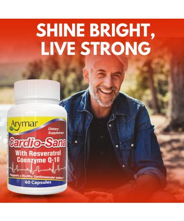 Arymar Cardio-Sana Supplement, Co-Enzyme Q-10 100 mg, Resveratrol 300 mg, 60 Capsules - Buy Online on GoSupps.com