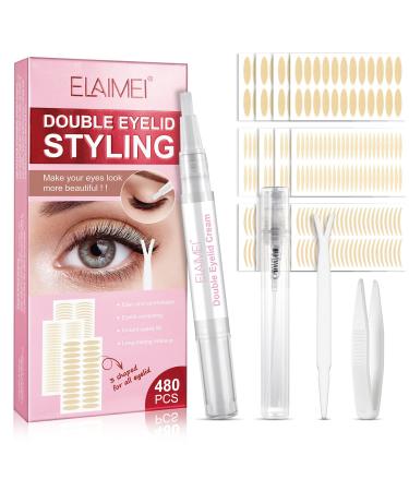 Eyelid Tape Double Eyelid Stickers: Invisible Eyelid Lifter Strips 480Pcs/3Sizes Instant Eyelid Lift for Women